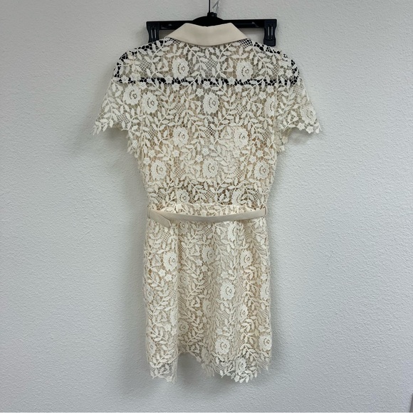 Self-Portrait Lace Belted Mini Dress in Cream (S/US 4) - Picture 11 of 16